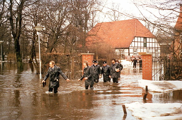 Überschwemmung auf Burg Bloemdal, Bremen, 1979